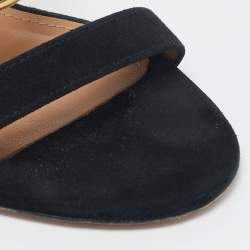 Aquazzura Black/Gold Suede and Leather Rendez Vous Sandals Size 36