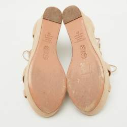 Aquazzura Beige Suede Beverly Hills Platform Sandals Size 38
