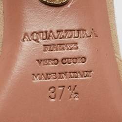 Pre Owned Aquazzura Beige Suede Belgravia Lace Up Pointed Toe Pumps 37.5