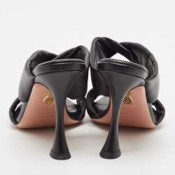 Aquazzura Black Leather Slide Sandals Size 37.5