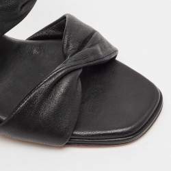 Aquazzura Black Leather Slide Sandals Size 37.5