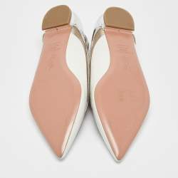 Aquazzura White/Silver Leather Cinemax Ballet Flats Size 38