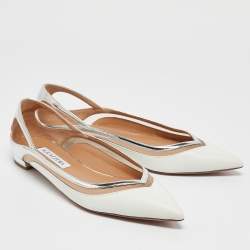 Aquazzura White/Silver Leather Cinemax Ballet Flats Size 38