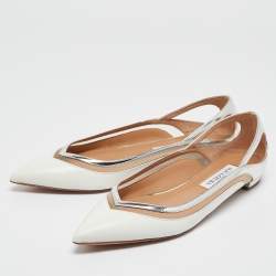 Aquazzura White/Silver Leather Cinemax Ballet Flats Size 38