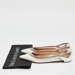 Aquazzura White/Silver Leather Cinemax Ballet Flats Size 38