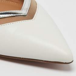 Aquazzura White/Silver Leather Cinemax Ballet Flats Size 38