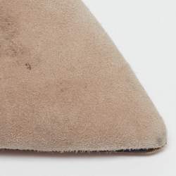 Pre Owned Aquazzura Beige Suede Belgravia Lace Up Pointed Toe Pumps 37.5