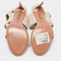 Aquazzura Cream Suede Colette 105 Ankle Strap Sandals Size 37.5