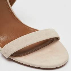 Aquazzura Cream Suede Colette 105 Ankle Strap Sandals Size 37.5