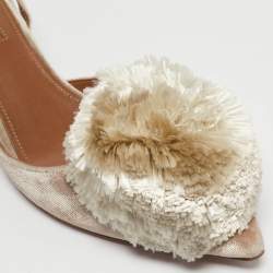 Aquazzura Light Grey Velvet Powder Puff Slingback Pumps Size 36