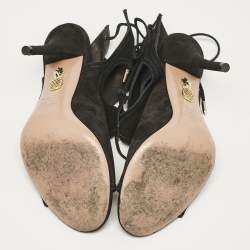Aquazzura Black Suede Sexy Thing Ankle Strap Sandals Size 38.5