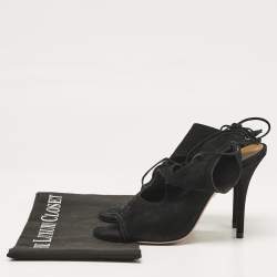 Aquazzura Black Suede Sexy Thing Ankle Strap Sandals Size 38.5