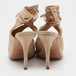 Aquazzura Beige Suede Sexy Thing Sandals Size 36
