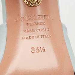 Aquazzura Blue Knotted Leather Olie Slide Sandals Size 36.5
