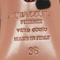 Pre Owned Aquazzura Cream/Brown Calf Hair Pointed Toe Ankle Tie Pumps Size 36