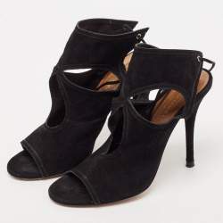 Pre Owned Aquazzura Black Suede Sexy Thing Sandals Size 36