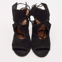 Pre Owned Aquazzura Black Suede Sexy Thing Sandals Size 36