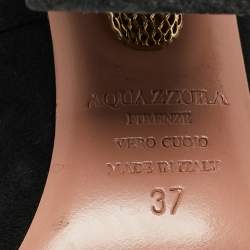 Aquazzura Black Suede Alix Ankle Strap Pumps Size 37