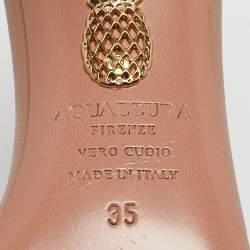 Pre Owned Aquazzura Beige Leather So Nude Slingback Sandals Size 35