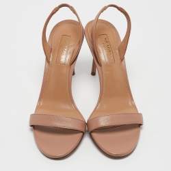Pre Owned Aquazzura Beige Leather So Nude Slingback Sandals Size 35