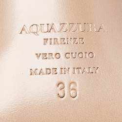 Pre Owned Aquazzura Brown Croc Embossed Patent Leather Ankle Strap Sandals Size 36