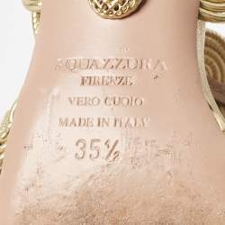 Aquazzura Gold Leather Ankle Strap Sandals Size 35.5