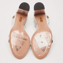 Pre Owned Aquazzura Silver Leather So Nude Slingback Sandals Size 39.5