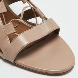 Aquazzura Beige Leather Amazon Gladiator Sandals Size 42
