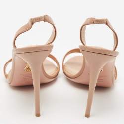 Pre Owned Aquazzura Beige Leather So Nude Slingback Sandals Size 38.5