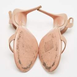 Pre Owned Aquazzura Beige Leather So Nude Slingback Sandals Size 38.5