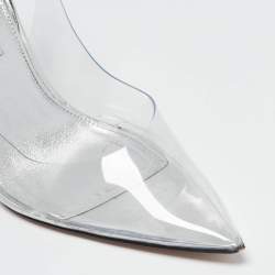 Aquazzura Transparent PVC Crystal Embellished Love Link Pumps Size 38