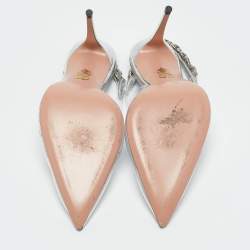 Aquazzura Transparent PVC Crystal Embellished Love Link Pumps Size 38
