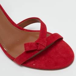 Aquazzura Red Suede Passion Ankle Strap Sandals Size 37