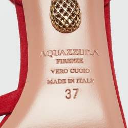 Aquazzura Red Suede Passion Ankle Strap Sandals Size 37
