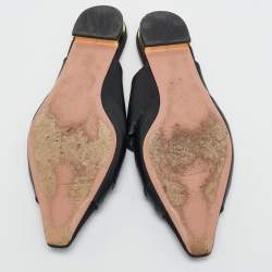 Aquazzura Black Leather and Canvas Mondaine Flat Mules Size 38