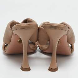 Aquazzura Brown Leather Twist Slide Sandals Size 39.5 