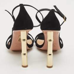 Pre Owned Aquazzura Black Suede Wild Nights 115 Ankle Strap Sandals Size 40