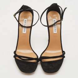 Pre Owned Aquazzura Black Suede Wild Nights 115 Ankle Strap Sandals Size 40