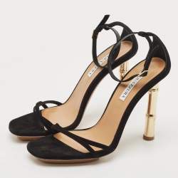 Pre Owned Aquazzura Black Suede Wild Nights 115 Ankle Strap Sandals Size 40