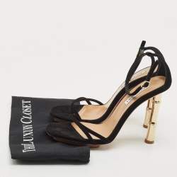 Pre Owned Aquazzura Black Suede Wild Nights 115 Ankle Strap Sandals Size 40