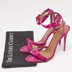 Aquazzura Pink Suede Disco Ankle Strap Sandals Size 40.5