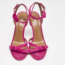 Aquazzura Pink Suede Disco Ankle Strap Sandals Size 40.5