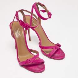 Aquazzura Pink Suede Disco Ankle Strap Sandals Size 40.5