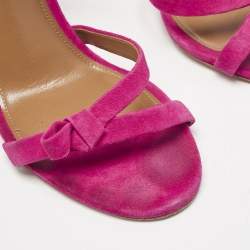 Aquazzura Pink Suede Disco Ankle Strap Sandals Size 40.5