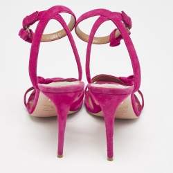 Aquazzura Pink Suede Disco Ankle Strap Sandals Size 40.5