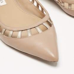 Aquazzura Beige Leather Le Parisien Pointed Toe Ballet Flats Size 38