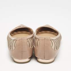 Aquazzura Beige Leather Le Parisien Pointed Toe Ballet Flats Size 38