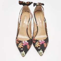 Aquazzura Multicolor Floral Print Fabric Bow Tie Pumps Size 39