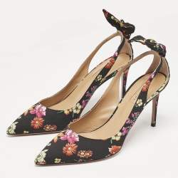 Aquazzura Multicolor Floral Print Fabric Bow Tie Pumps Size 39