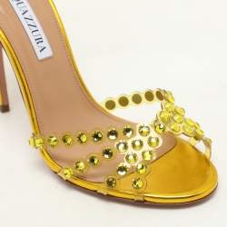 Aquazzura Green PVC Tequila Ankle Strap Sandals Size 37